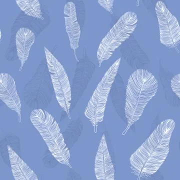 Hand drawn feathers pattern Stock Illustration