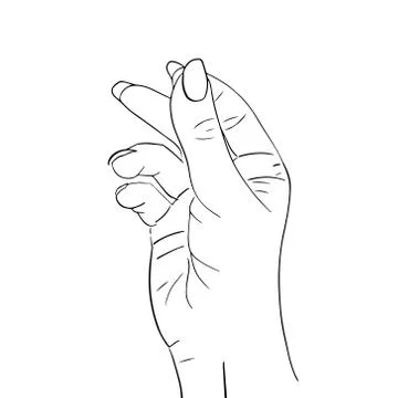 Hand drawn female hand with snapping finger gesture. Stock Illustration
