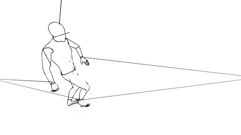 Hand Drawn Figure Mannequin Dancing Puppet Stock Footage 166481047