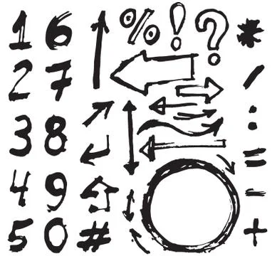 Hand drawn figures Elements symbols (arrows) set - hand drawn picture 库存插图