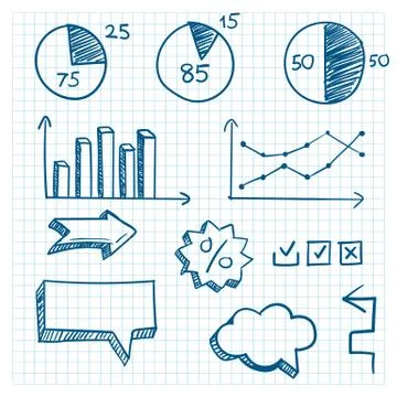 Hand-drawn finance elements Stock Illustration
