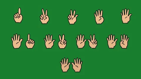 Hand-Drawn Fingers Counting Gestures 2D Animation | Cartoon Human Hands Number Stock Footage 331672629