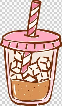 Hand Drawn Finished Iced Coffee Illustration Ilustração Stock