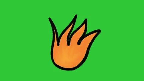 Hand-Drawn Fire Flame Heat Animation on Green Screen | Simple 2D Burning Energy  Видео 332614887
