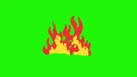 Hand drawn fire flame looping animation on green background Stock Footage 340269774