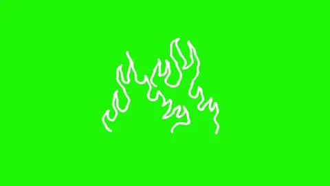 Hand drawn fire flame looping animation on green background Stock Footage 340269789