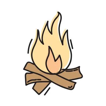 Hand drawn fire icons. Fire Flames Icons Vector Set. Hand Drawn Doodle Sketch Stock Illustration
