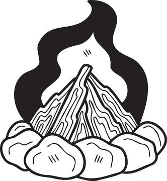Hand Drawn fire pit for camping illustration in doodle style Illustrazione stock
