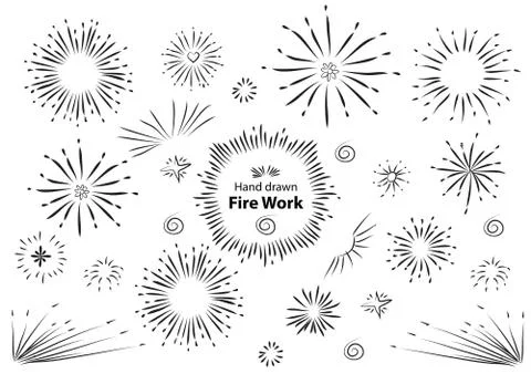 Hand drawn fire work element design Stock Illustration
