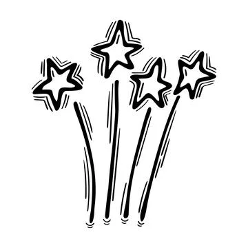 Hand drawn firework. Doodle petard, firecracker, sparkler. Celebration concep Stock Illustration