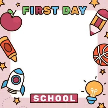 Hand drawn first day of school illustration Stock Illustration