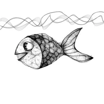 Hand drawn fish Illustrazione stock