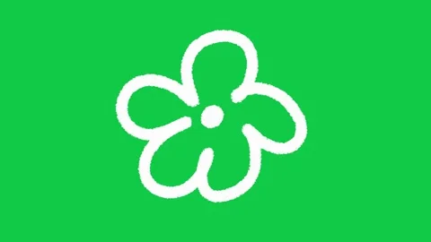 Hand Drawn Five Petal Flower 2D Animation Overlay on Green Screen Stock Footage 336578778
