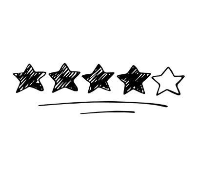 Hand Drawn Five Star Rating Review Minimal Line Art Illustration Stock Illustration