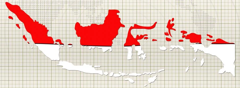 Hand drawn flag and map of indonesia イラスト素材
