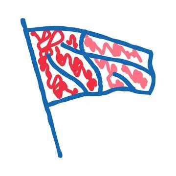 Hand drawn flag design waving blue red lines Stock Illustration