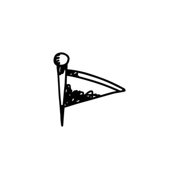 Hand drawn flag icon with outline in monochrome sketch style, vector Stock Illustration