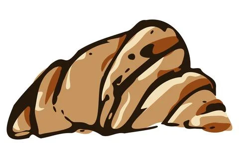 Hand Drawn Flaky Croissant Bakery Vector Illustrazione stock