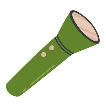 Hand drawn flashlight vector illustration isolated on white background in f.. Stock Illustration