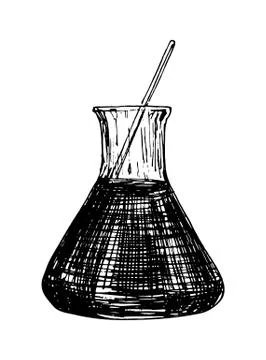 Hand Drawn flask. Sketch style. Decoration element. Isolated on white backgro Stock Illustration