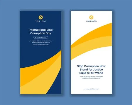 Hand Drawn Flat Cartoon Vertical Banner Template for International Anti-Cor.. Stock Illustration