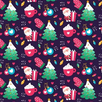 Hand drawn flat christmas pattern design 스톡 일러스트