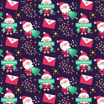 Hand drawn flat christmas pattern design Illustrazione stock