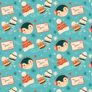 Hand drawn flat christmas pattern design Stock Illustration