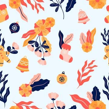 Hand drawn flat christmas pattern design Stock Illustration