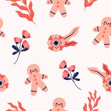 Hand drawn flat christmas pattern design Stock Illustration