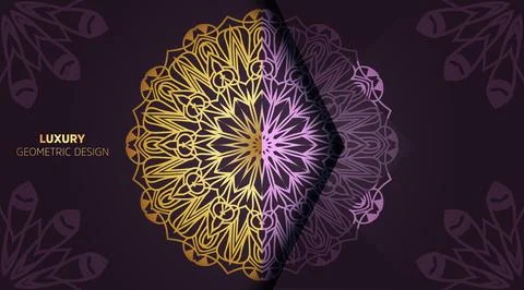 Hand drawn flat creative gradient luxury color with golden colors mandala Stock Illustration