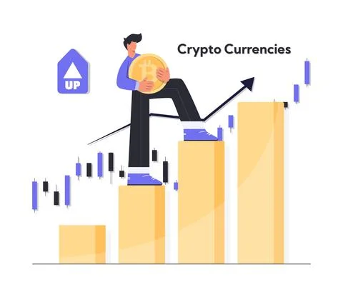 Hand Drawn Flat Crypto Currency investment concept illustration Stock Illustration