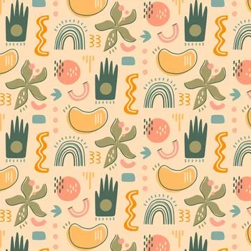 Hand drawn flat design abstract shapes?pattern Illustrazione stock