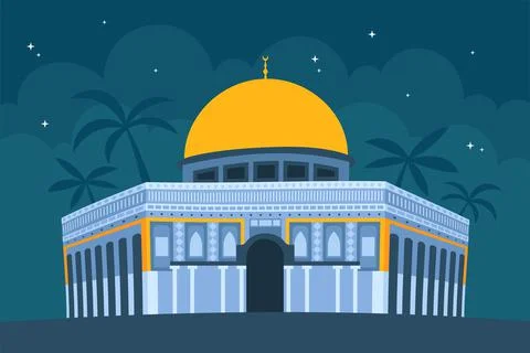 Hand drawn flat design al aqsa illustration Stock Illustration