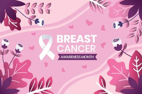 Hand-drawn, flat design background for Breast Cancer Awareness Month. Stock Illustration