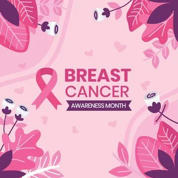 Hand-drawn, flat design background for Breast Cancer Awareness Month. Illustrazione stock