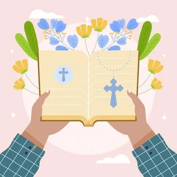 Hand drawn flat design bible study illustration Stock Illustration