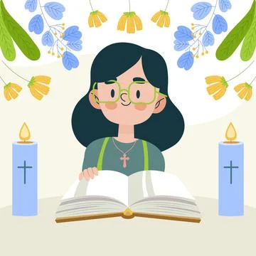 Hand drawn flat design bible study illustration Stock Illustration