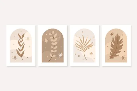 Hand drawn flat design boho wall art Stock Illustration