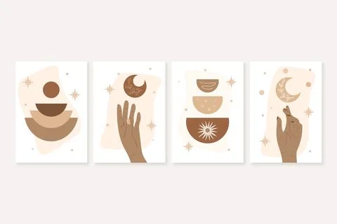 Hand drawn flat design boho wall art Stock Illustration