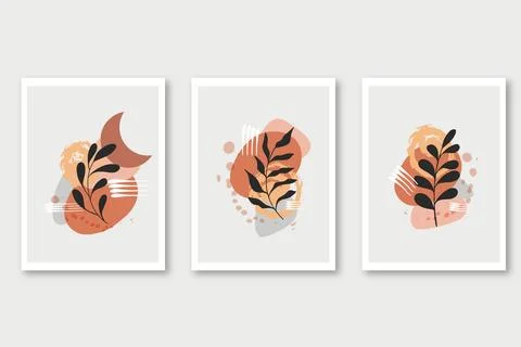 Hand drawn flat design boho wall art Stock Illustration