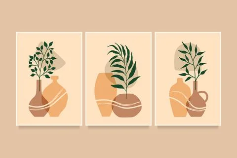 Hand drawn flat design boho wall art Stock Illustration