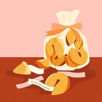 Hand drawn flat design fortune cookie illustration Stock Illustration