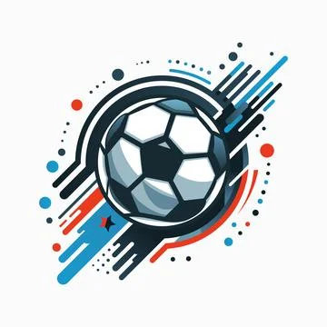 Hand drawn flat design soccer logo template Stock Illustration