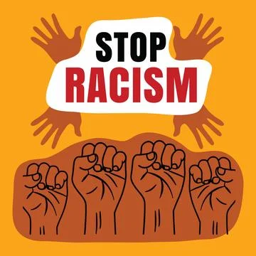 Hand drawn flat design stop racism demonstration social media posts template. Stock Illustration
