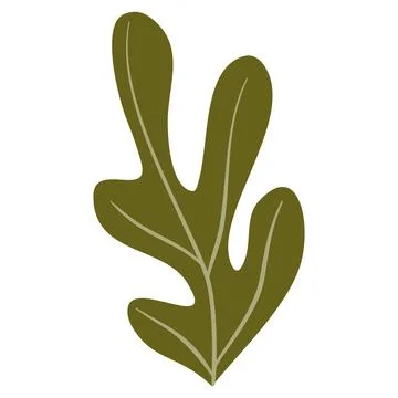 Hand Drawn Flat Doodle Leaf. Nature Green Leaf Design Element. Stock Illustration