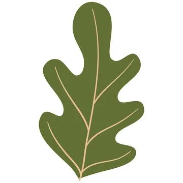 Hand Drawn Flat Doodle Leaf. Nature Green Leaf Design Element. Stock Illustration