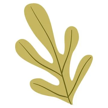 Hand Drawn Flat Doodle Leaf. Nature Green Leaf Design Element. Stock Illustration