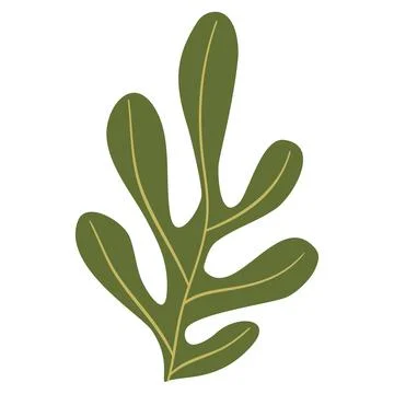 Hand Drawn Flat Doodle Leaf. Nature Green Leaf Design Element. Stock Illustration