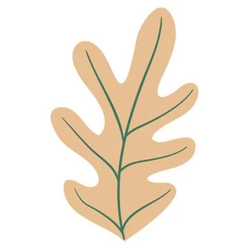 Hand Drawn Flat Doodle Leaf. Nature Green Leaf Design Element. Stock Illustration